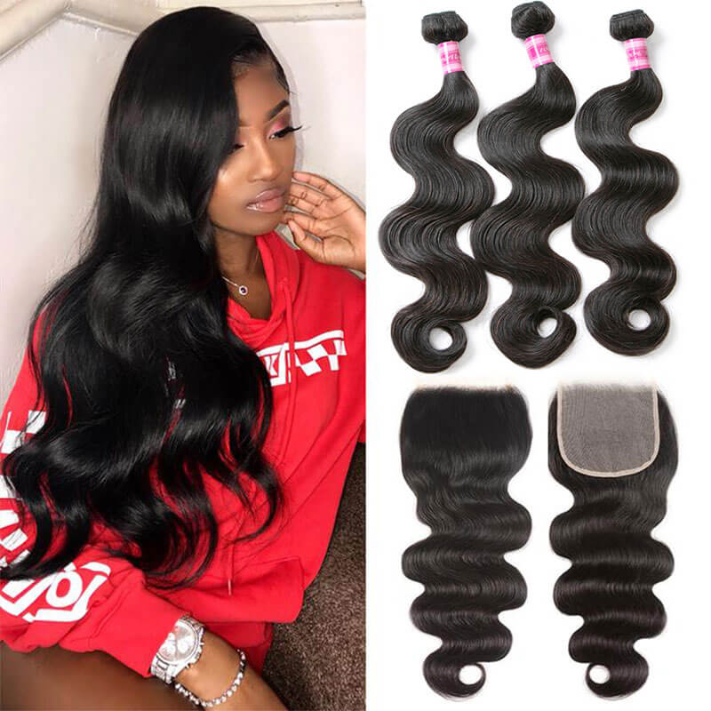 Pre plucked lace closure with bundles