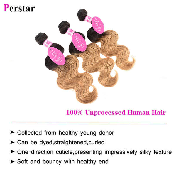 human hair bundles 1b/27 color