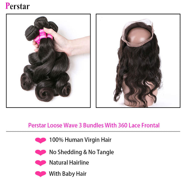 loose wave human hair bundles with 360