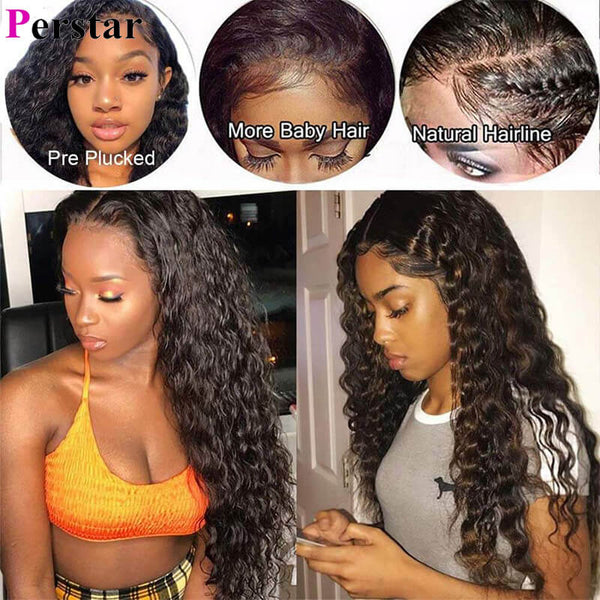 virgin hair water wave lace frontal wigs