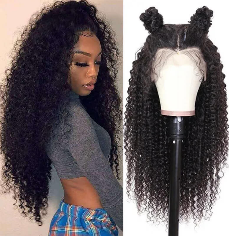 transparent lace curly lace front wig 